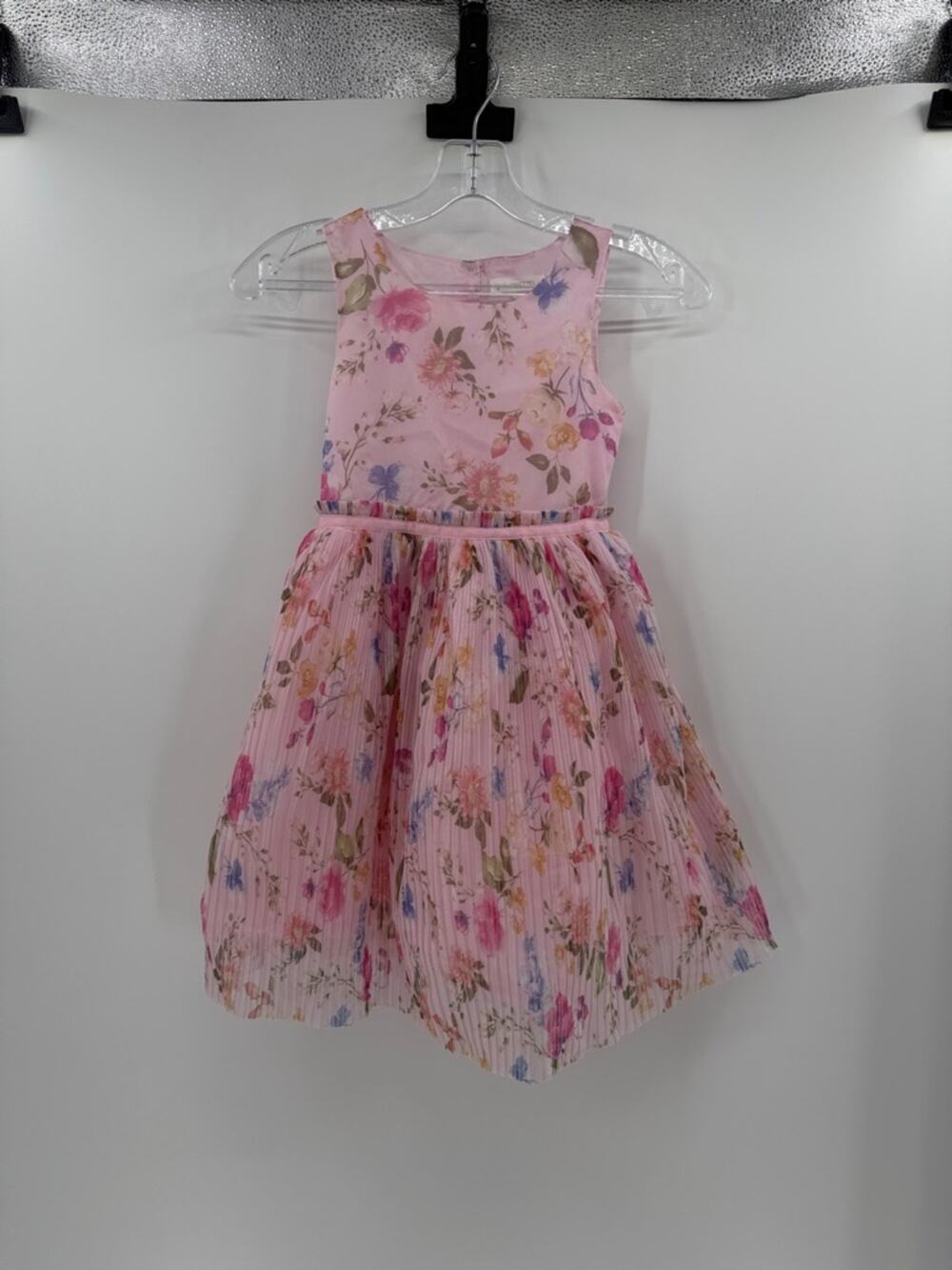Nanette Kids Girls Spring Floral Pleated Dress - Pink Multi - 6X